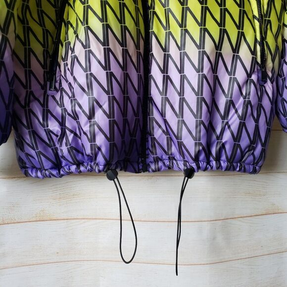 Nocturne Oversized Puffer Jacket Coat Faux Fur Collar Ombre Lined Women Large - Picture 9 of 16